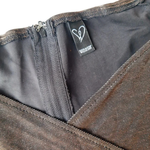 Windsor Bronze / Copper Shiny Midi Dress with Slit in Size Small - Picture 7 of 8